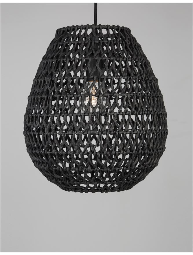 GRI Black Paper With Black Fabric Cable & Base Single Pendant - ID 10444