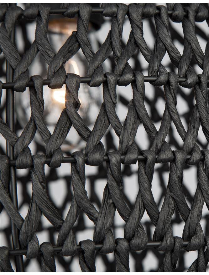 GRI Black Paper With Black Fabric Cable & Base Single Pendant - ID 10444