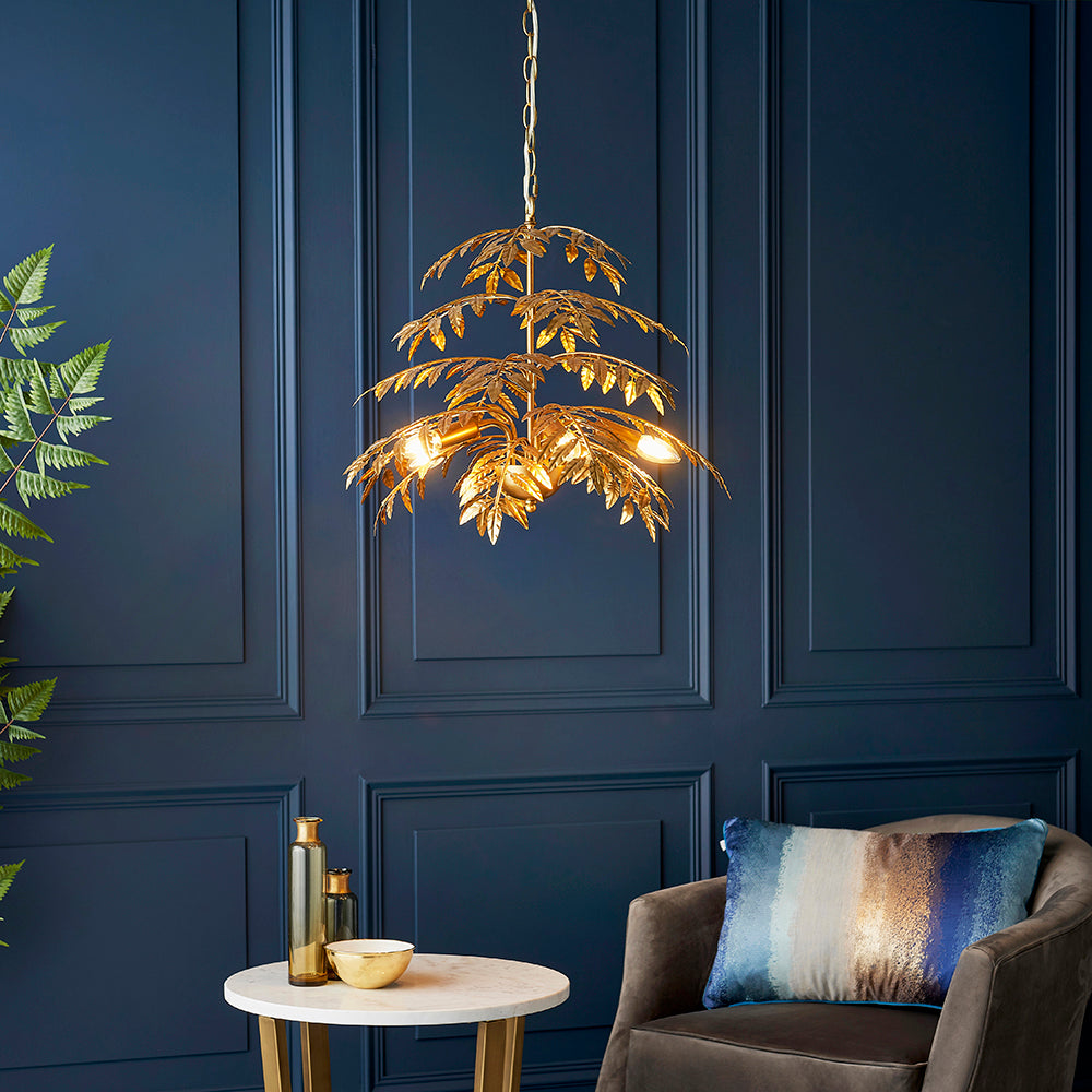 Large Distressed Gold Leaf Pendant - ID 11168