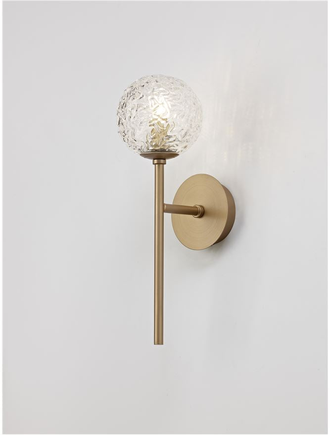 MIRA Clear Structured Glass & Brass Gold Steel Wall Light - ID 10544