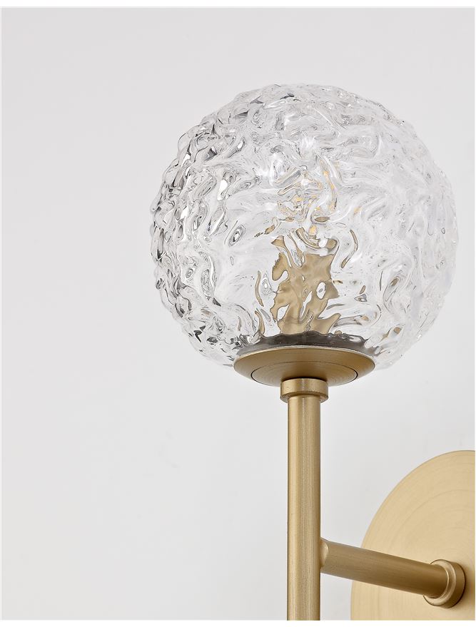 MIRA Clear Structured Glass & Brass Gold Steel Wall Light - ID 10544