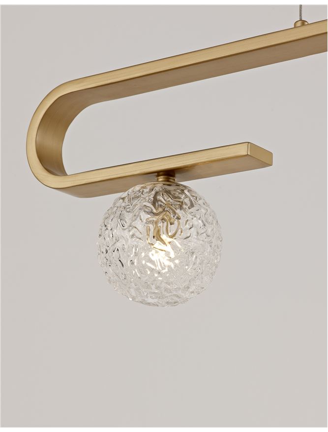MIRA Clear Structured Glass & Brass Gold Steel Ceiling Light - ID 10547