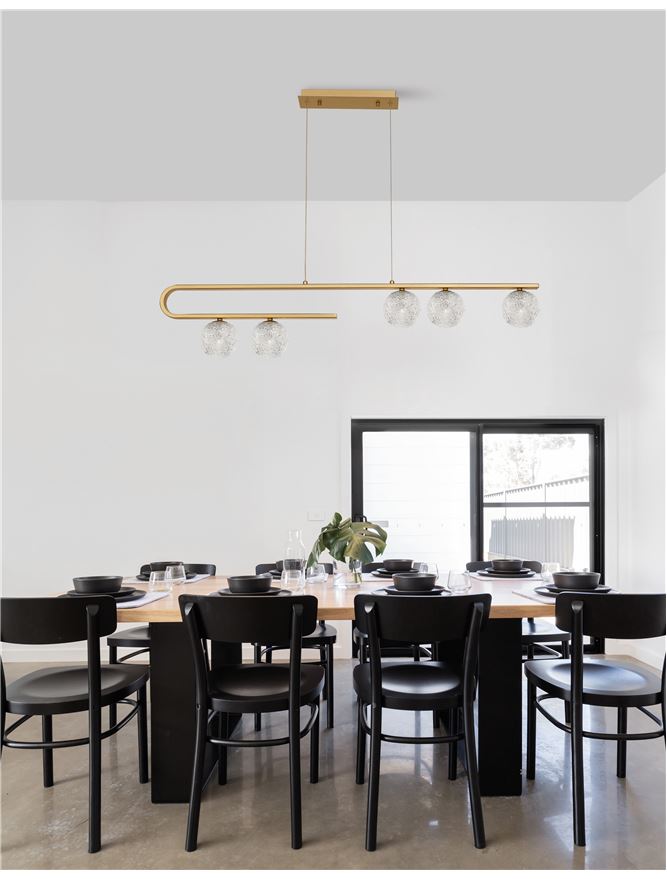 MIRA Clear Structured Glass & Brass Gold Steel Ceiling Light - ID 10543