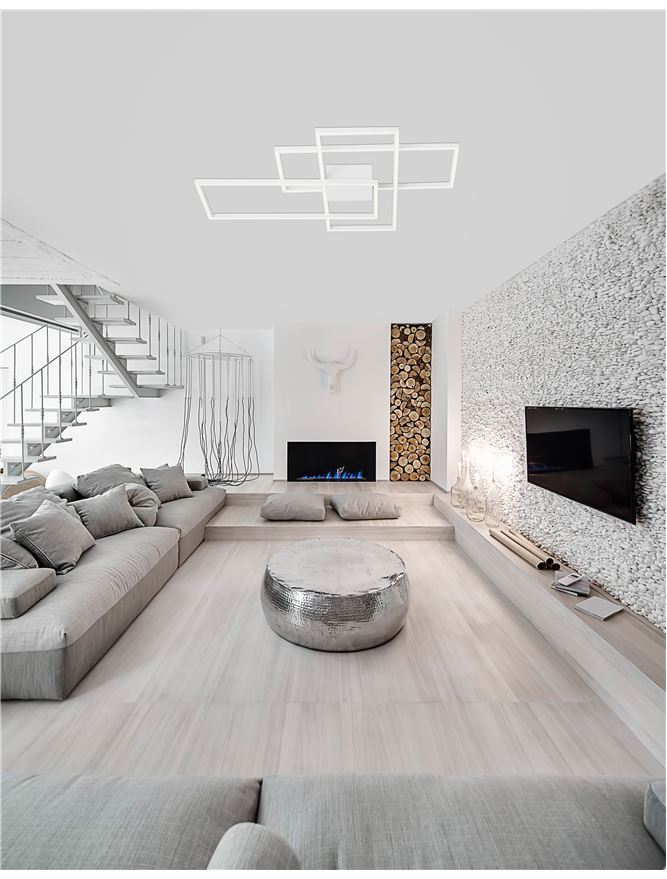 BIL White Aluminium & Acrylic Right Angle Large Ceiling Light - ID 10578