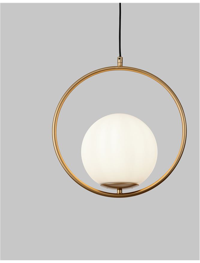 OBI Opal Glass With Brass Gold Metal 1 Light Large Single Pendant - ID 10405