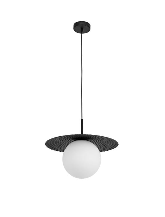 OBB Clear Opal Glass & Matt Black Finish Pendant - ID 10013
