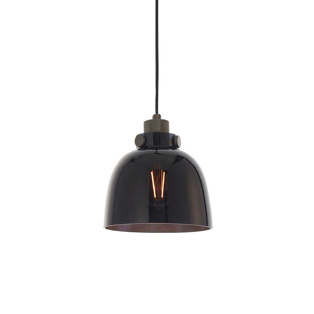 Black Chrome & Black Tinted Glass Single Pendant - ID 11001