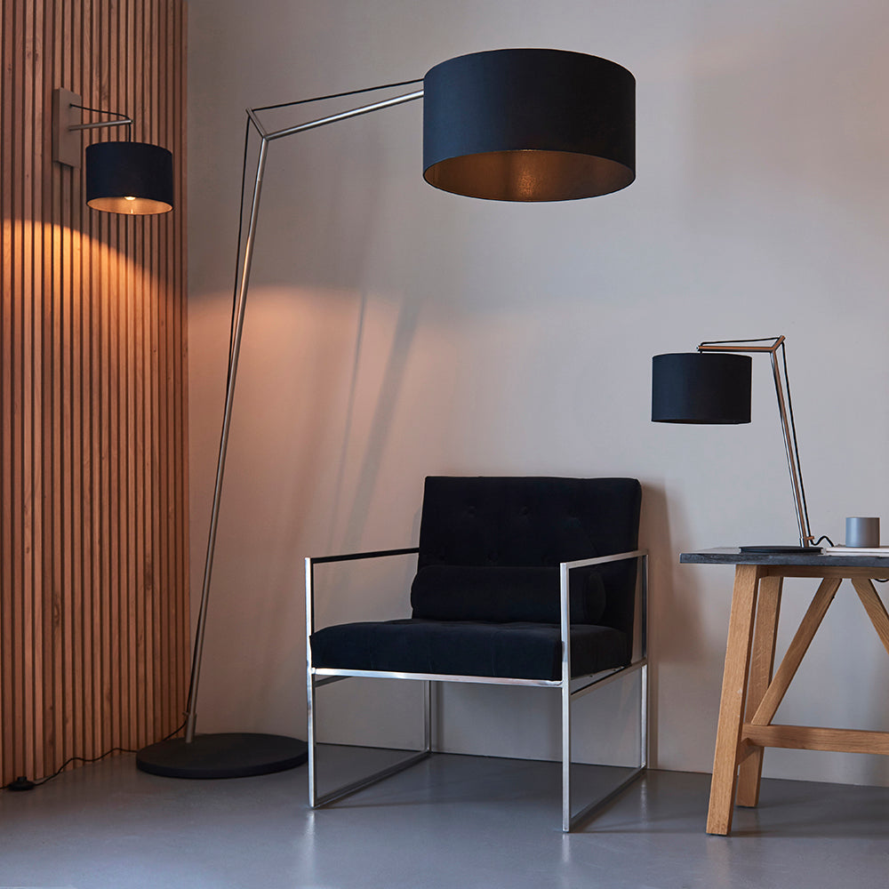 Leaning Matt Brass Wall Light with Black Shade - ID 11030