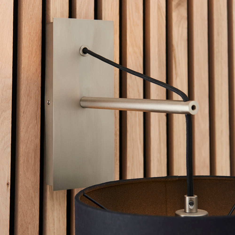 Leaning Matt Brass Wall Light with Black Shade - ID 11030