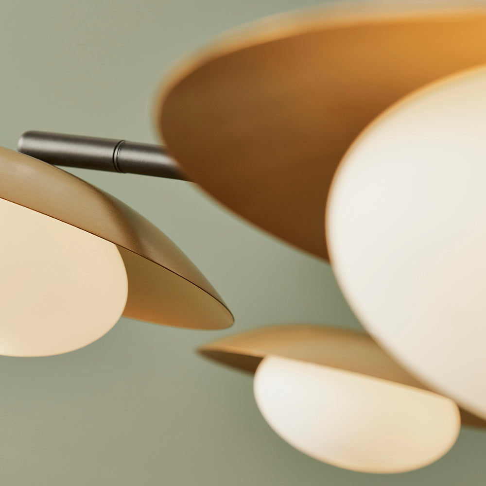 Opal Pebble Six Lamp Semi-Flush Adjustable Ceiling Light - ID 11014