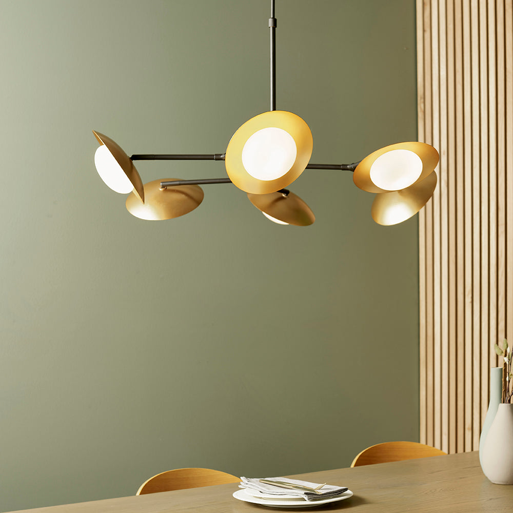 Opal Pebble Six Lamp Semi-Flush Adjustable Ceiling Light - ID 11014