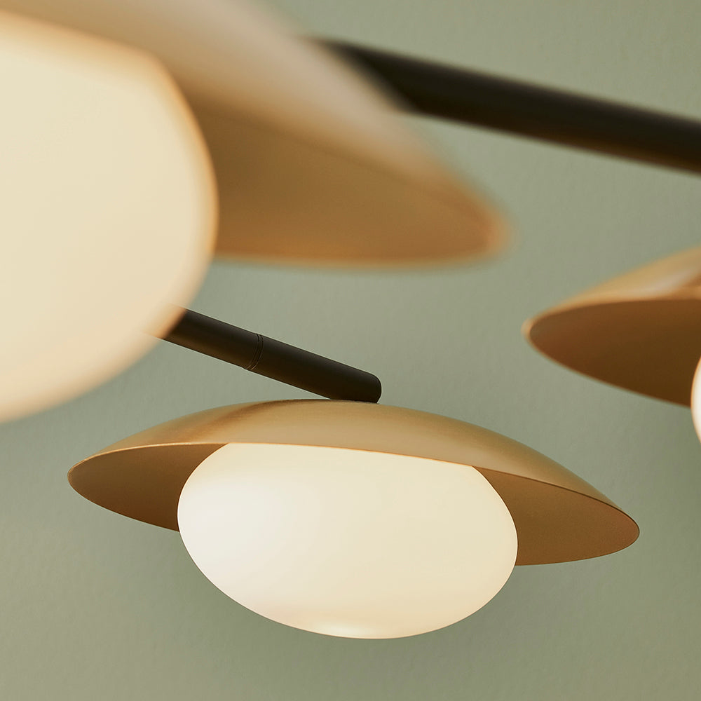 Opal Pebble Six Lamp Semi-Flush Adjustable Ceiling Light - ID 11014
