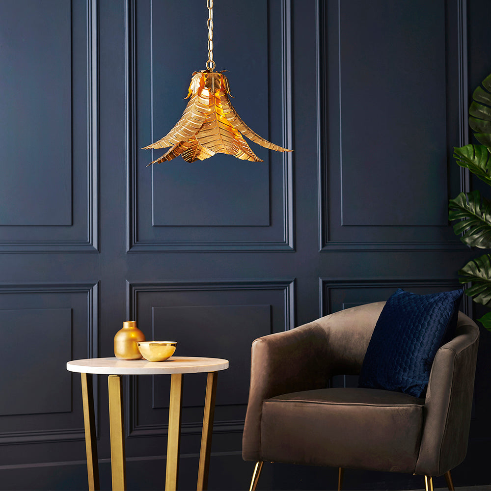 Small Distressed Gold Leaf Pendant - ID 11169