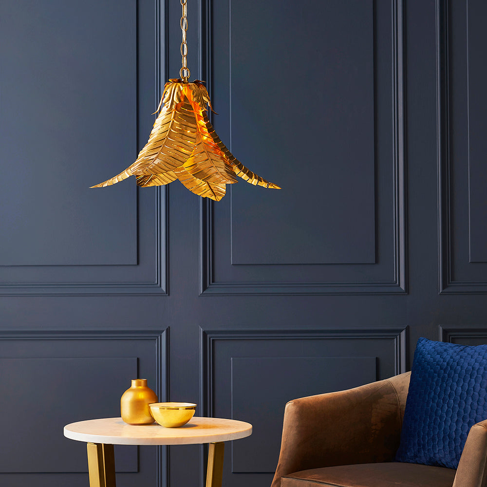 Small Distressed Gold Leaf Pendant - ID 11169