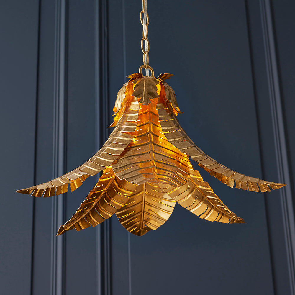Small Distressed Gold Leaf Pendant - ID 11169