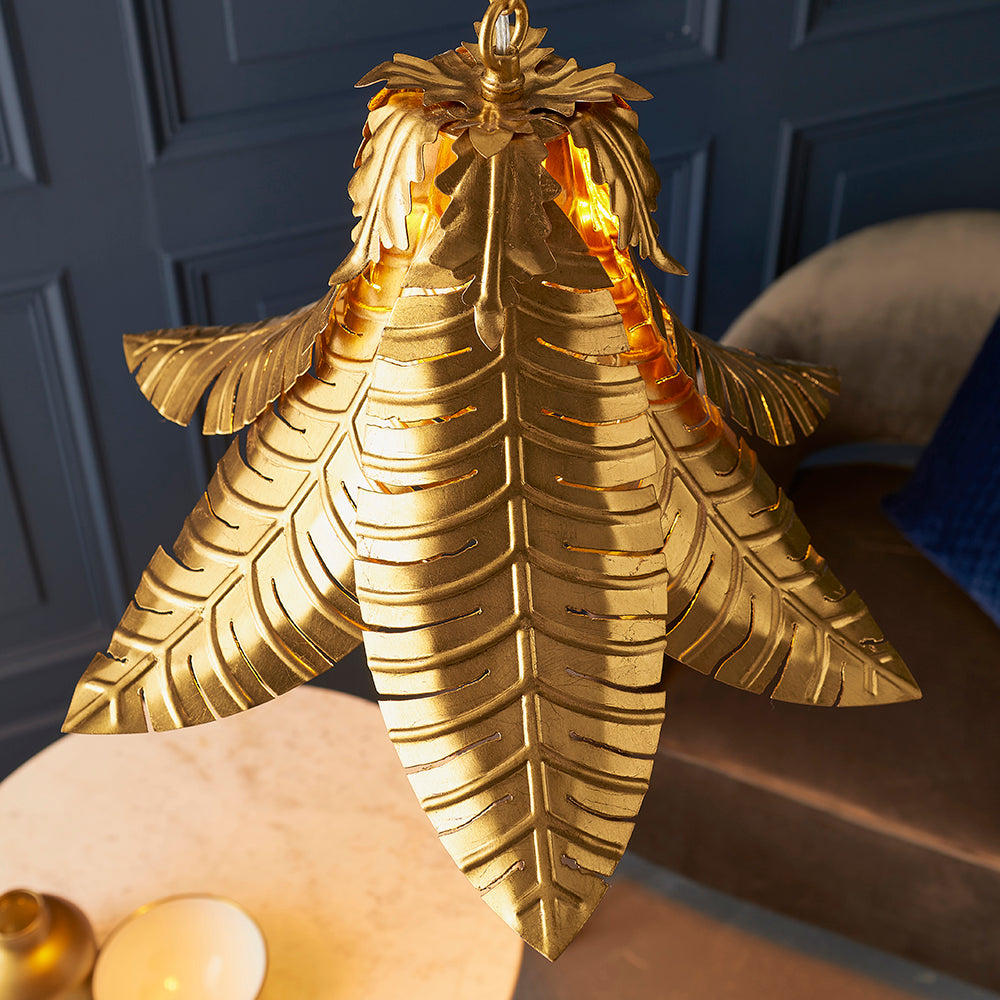 Small Distressed Gold Leaf Pendant - ID 11169