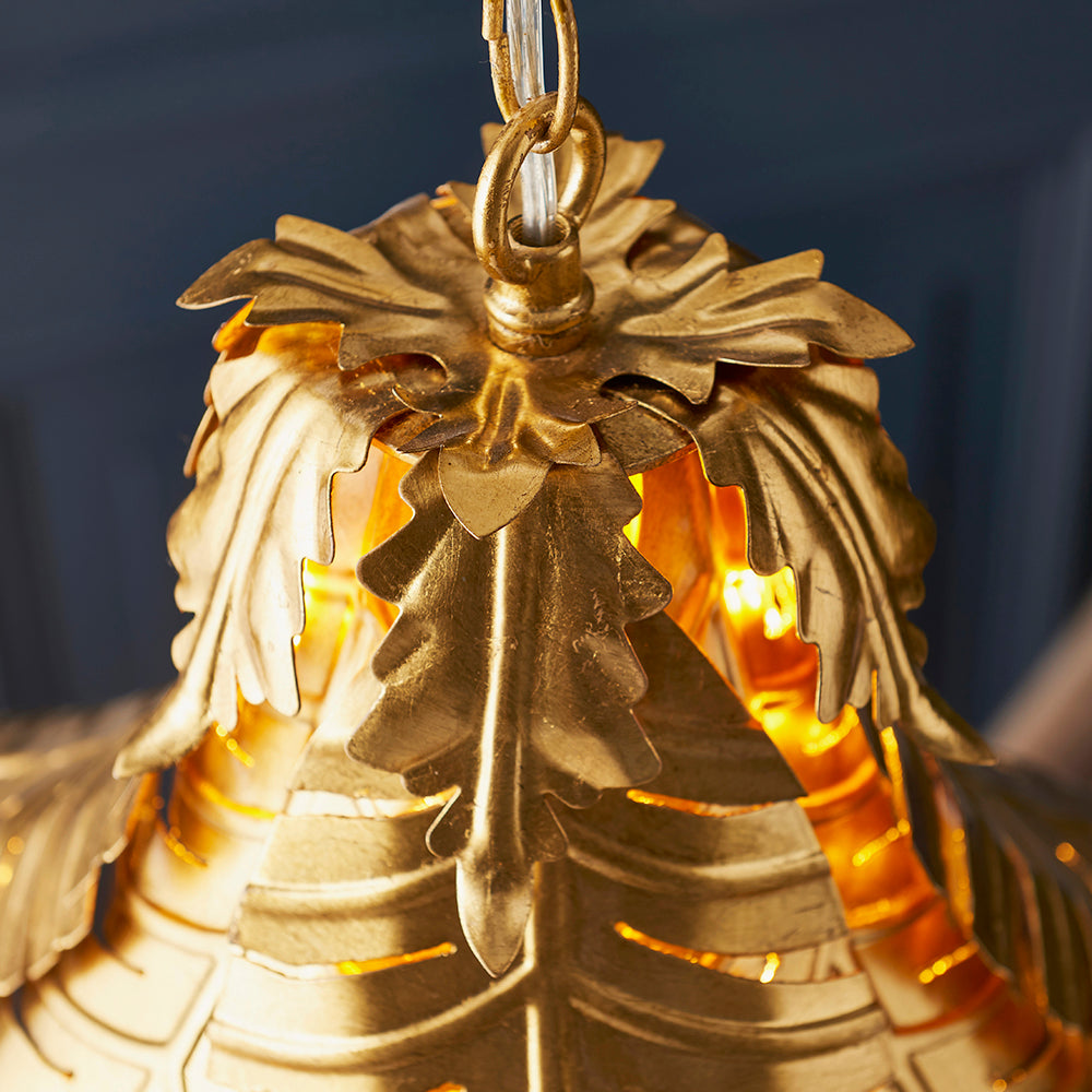 Small Distressed Gold Leaf Pendant - ID 11169