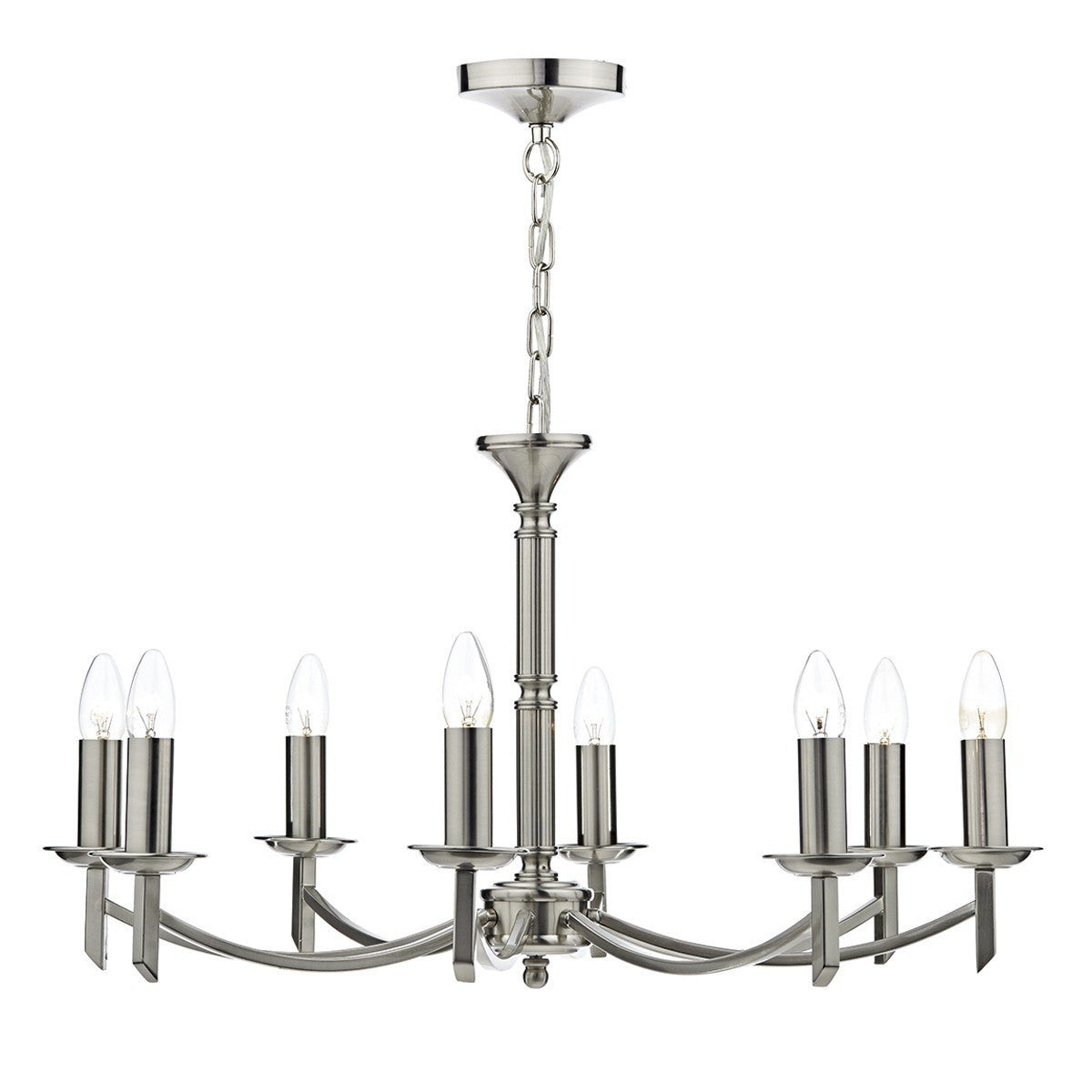 Ambassador Satin Chrome 8 Arm Dual Mount Pendant Light - London Lighting - 1