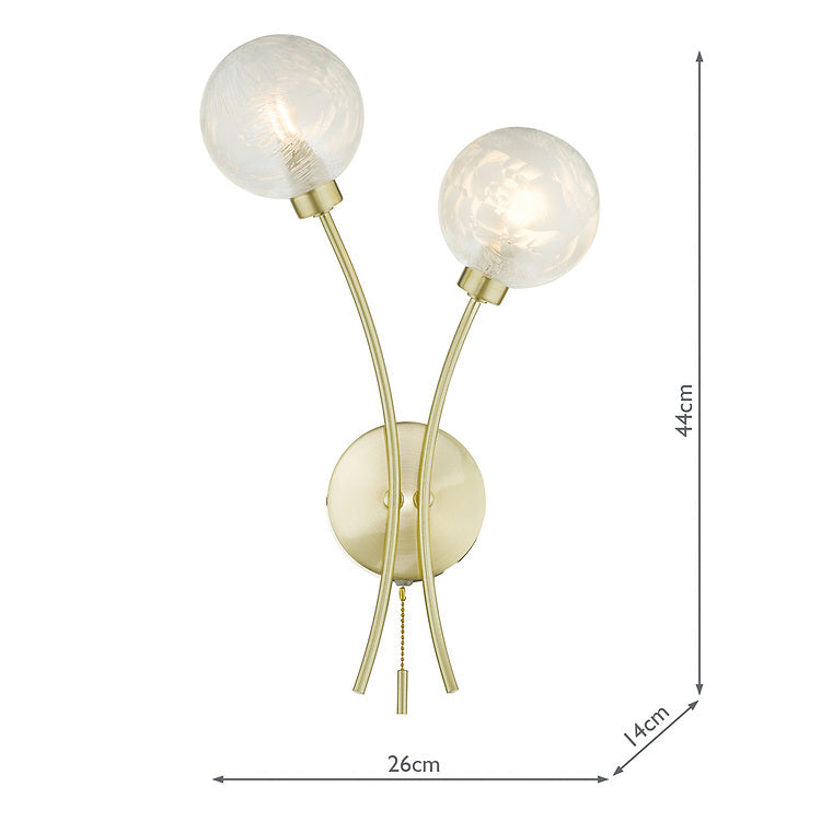 AVA Satin Brass & Ornate Frosted Grass Wall Light - ID 11062