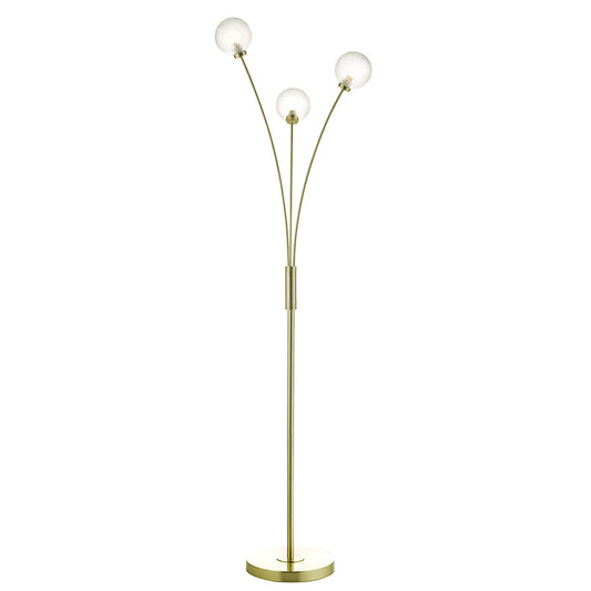 AVA Satin Brass & Ornate Frosted Glass Floor Lamp - ID 11201