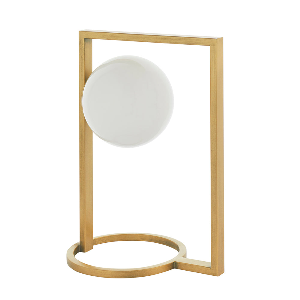 Geometric Brushed Gold & Opal Glass Table Lamp - ID 11115