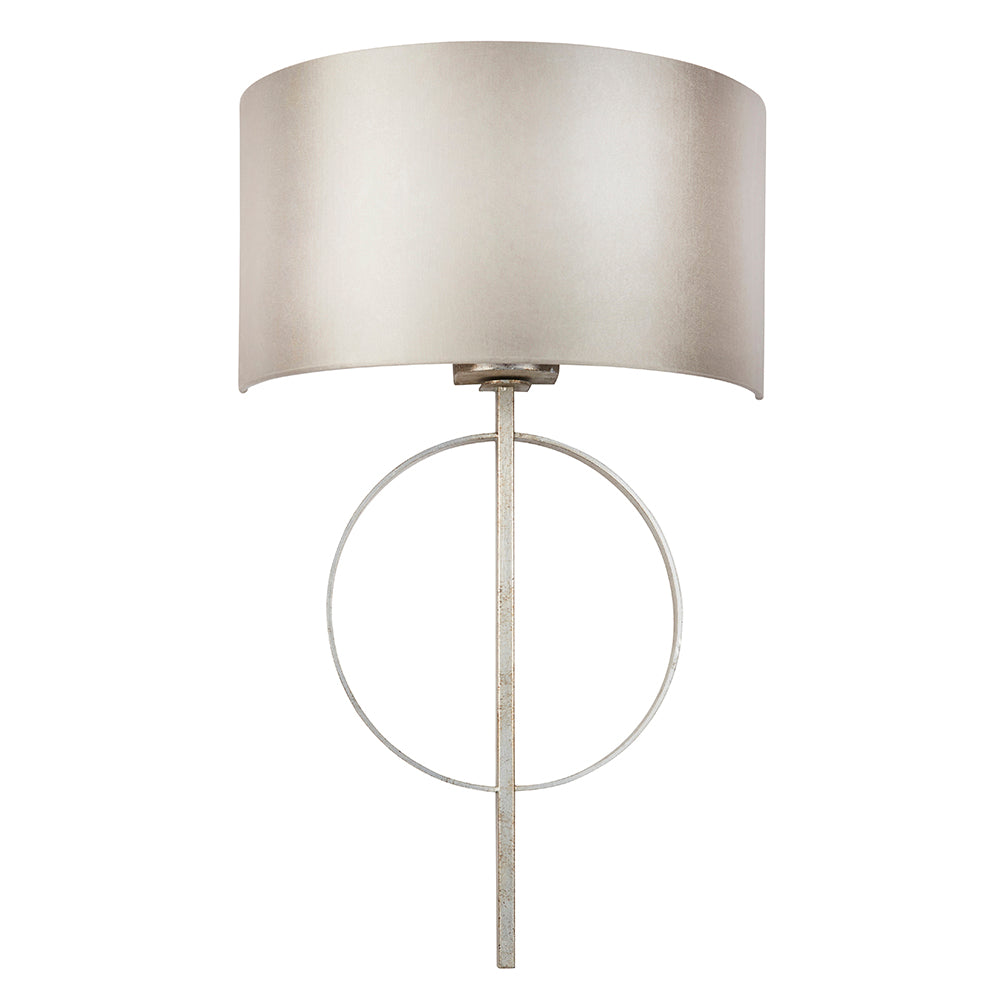 Hoop Detail Wall Light In Silver Leaf With Mink Satin Fabric - ID 11174