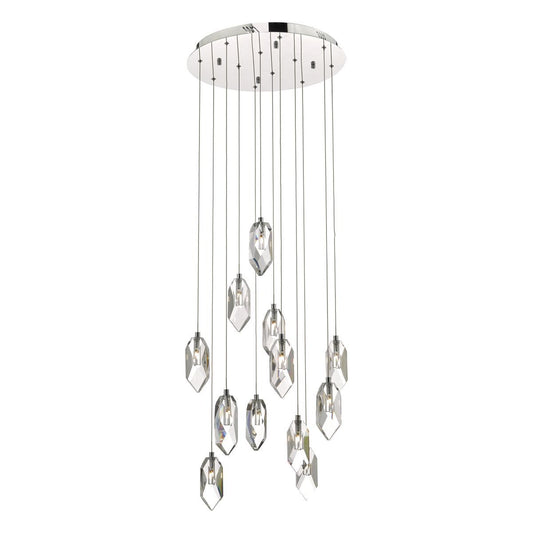 Heston 12 Light Faceted Crystal Cluster Pendant - ID 8092