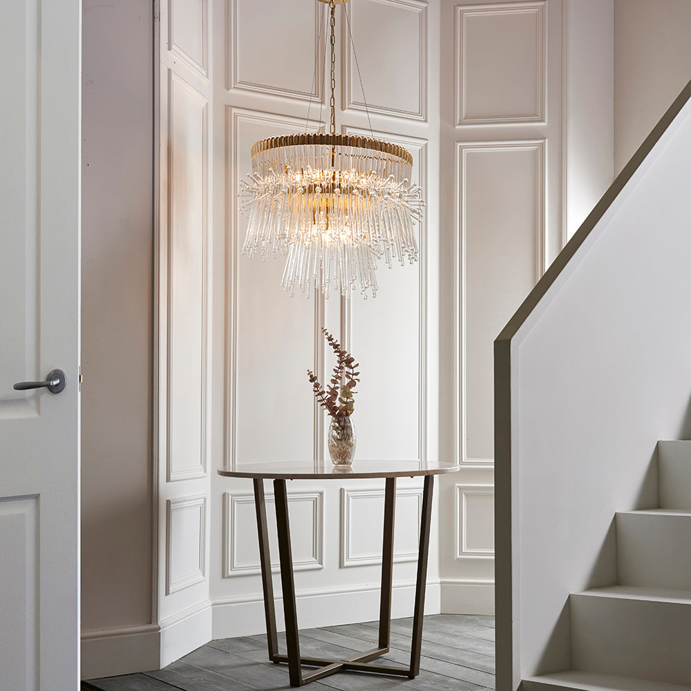 Multi Layered Pendant With Glass Rods & Gold Finish Metalwork - ID 11132