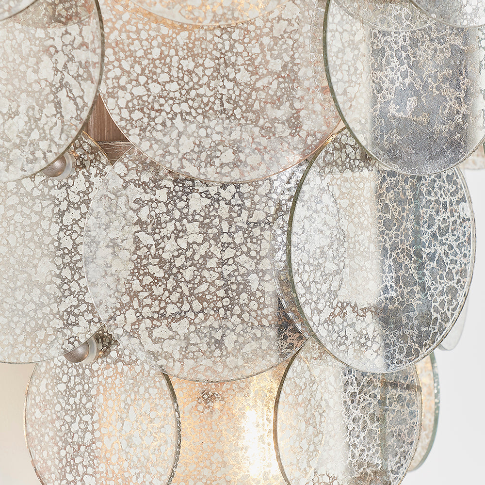 Tiered Wall Light with Mercury Effect Glass & Antique Silver Finish Metalwork - ID 11125