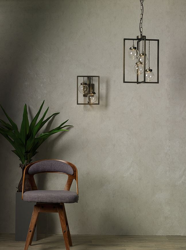 Chiswick Antique Brass 4 Globe Rectangular Frame Lantern Pendant - ID 6960