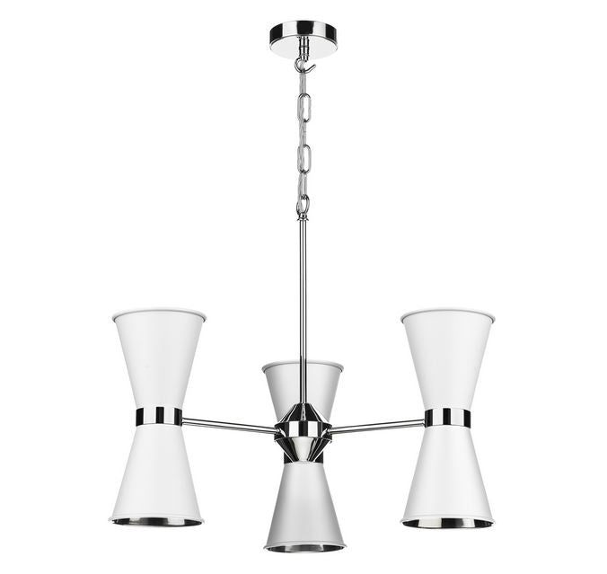 Hyde Chrome and White Up and Downlight 6 Light Pendant/Semi Flush - ID 10046