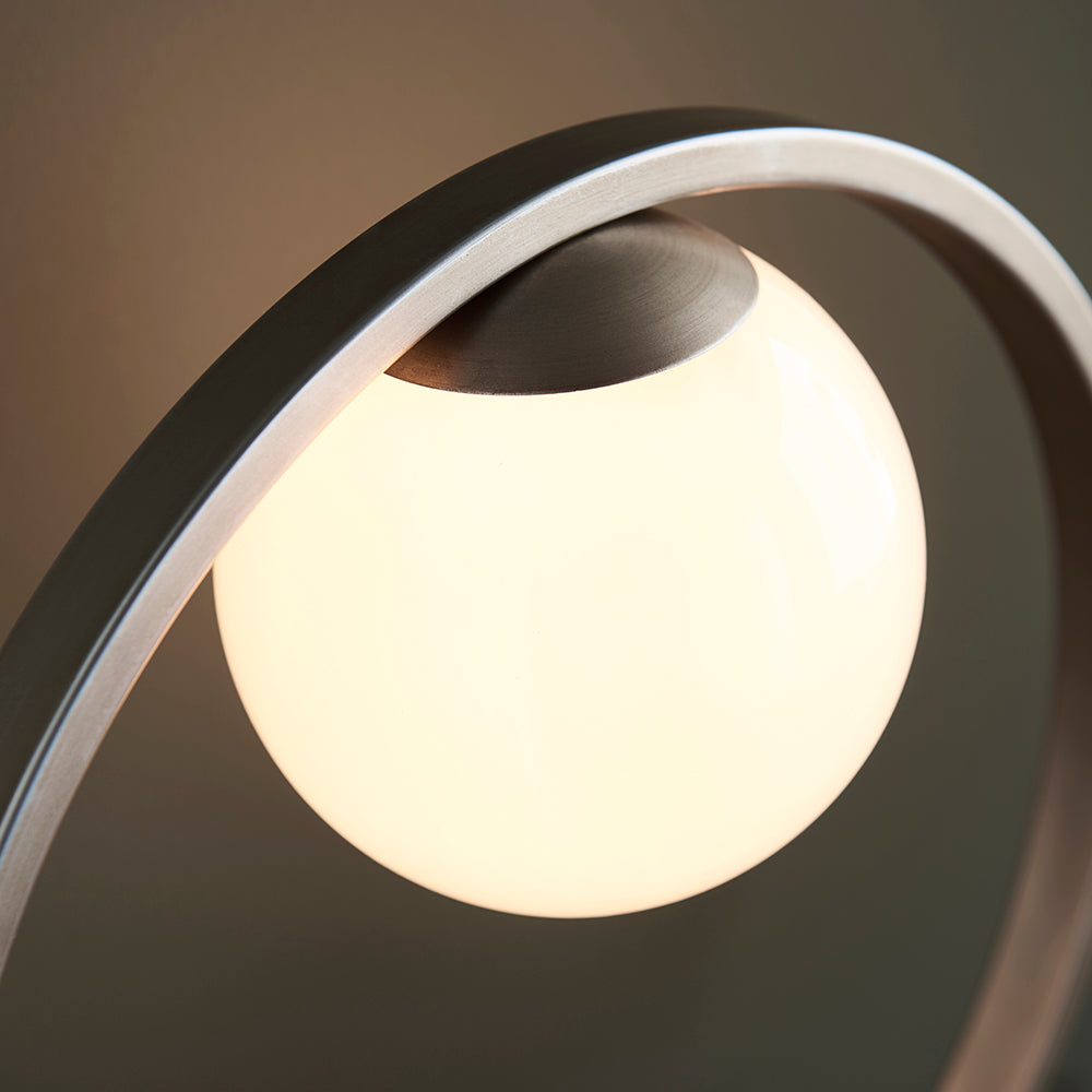Geometric Brushed Silver & Opal Glass Table Lamp - ID 11117