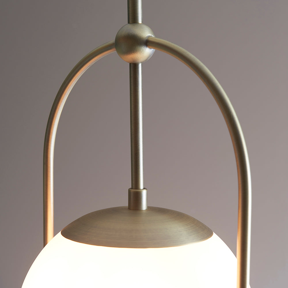 Opal Glass & Matt Antique Brass Height Adjustable Pendant- ID 11049