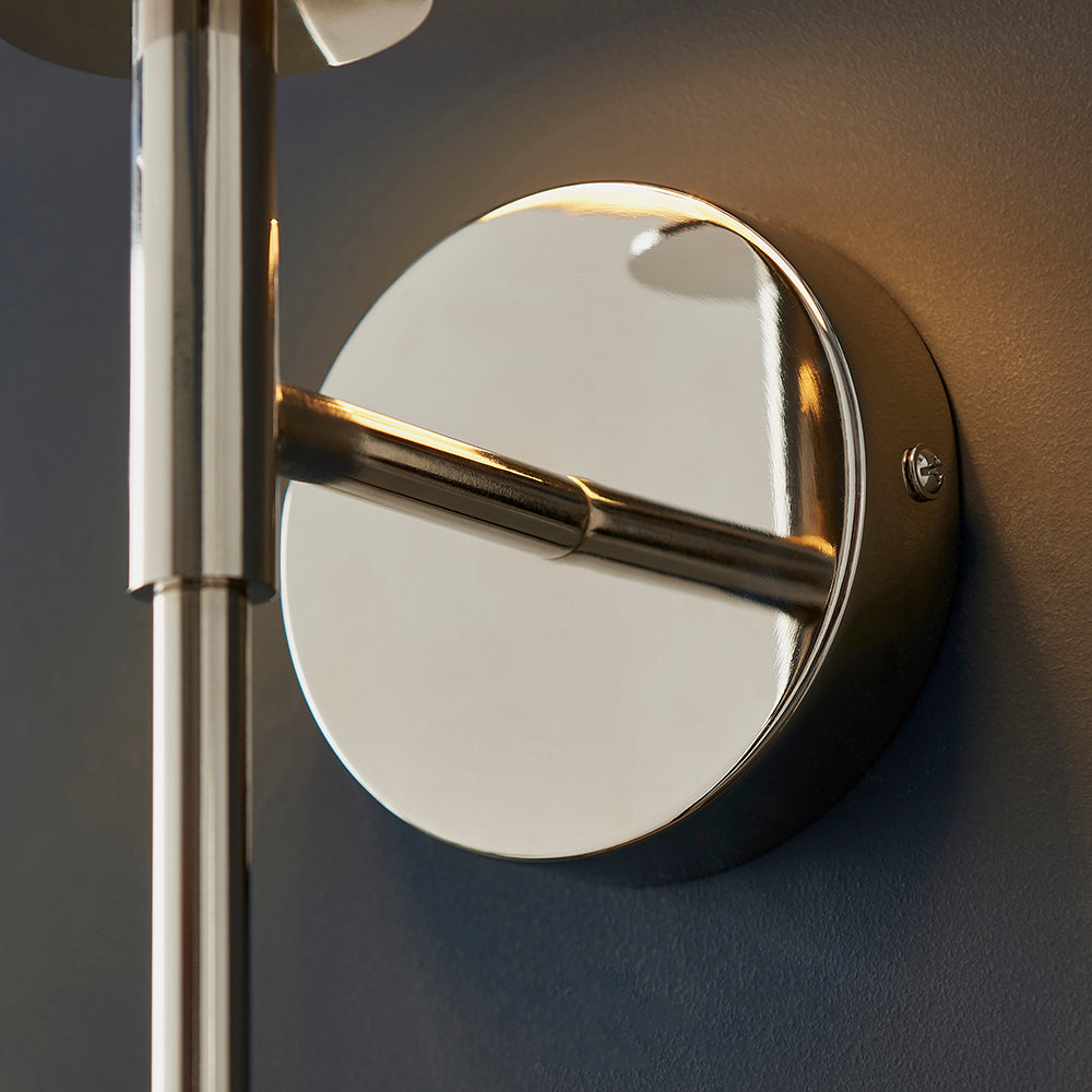 Nickel Plated Slimline Wall Light With White Fabric Shade - ID 11130