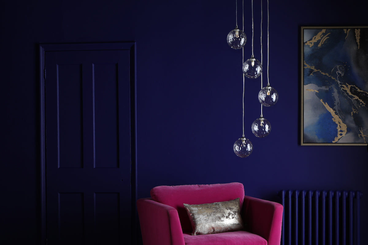 DIMPLE 5 Light Multi Pendant In Polished Chrome With Clear Dimpled Glass - ID 12193