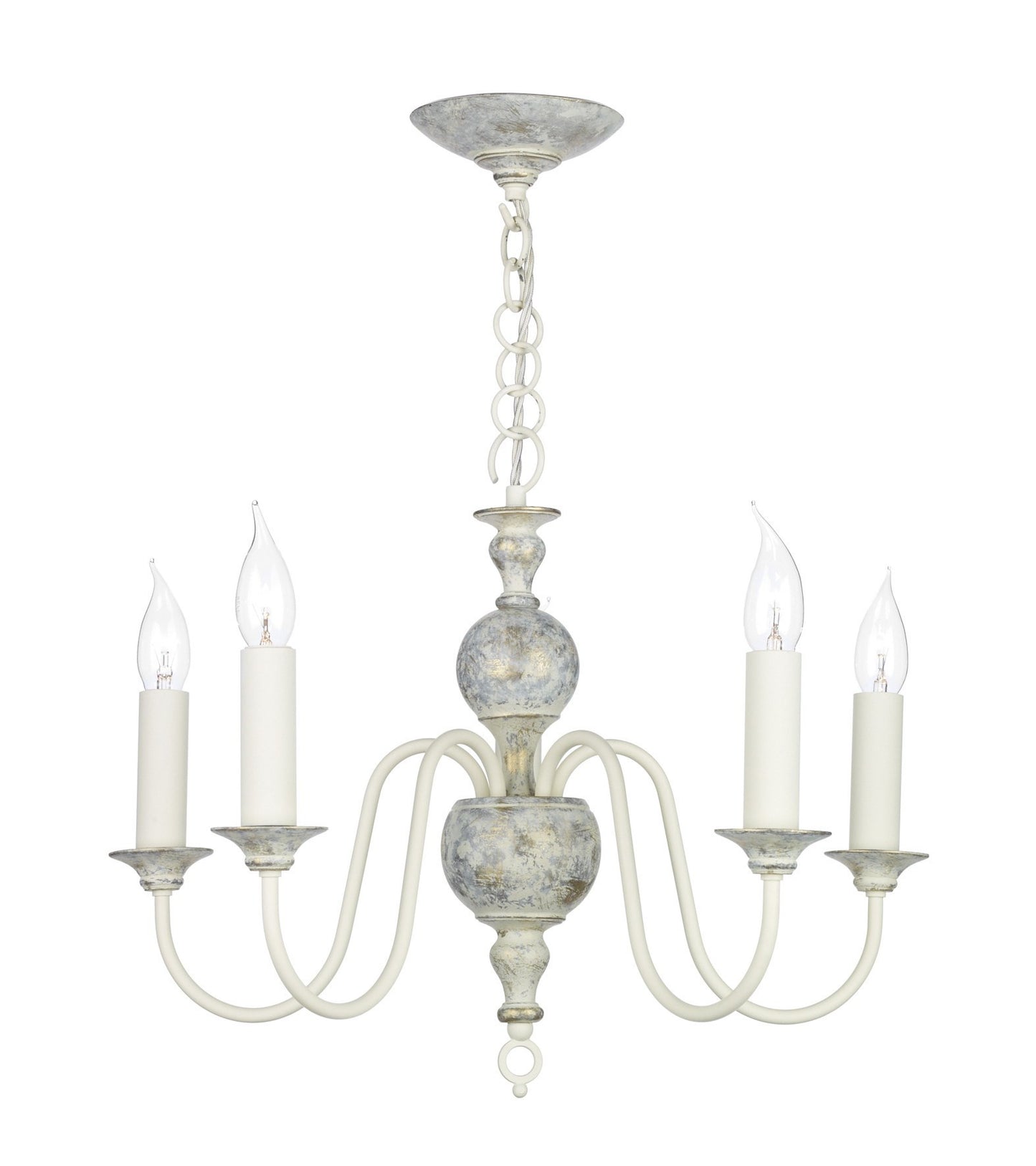 Flemish Distressed Cream 5 Lamp Ceiling Light - London Lighting - 1