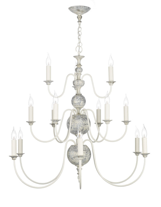 Flemish Distressed Cream 15 Lamp Ceiling Light - London Lighting - 1