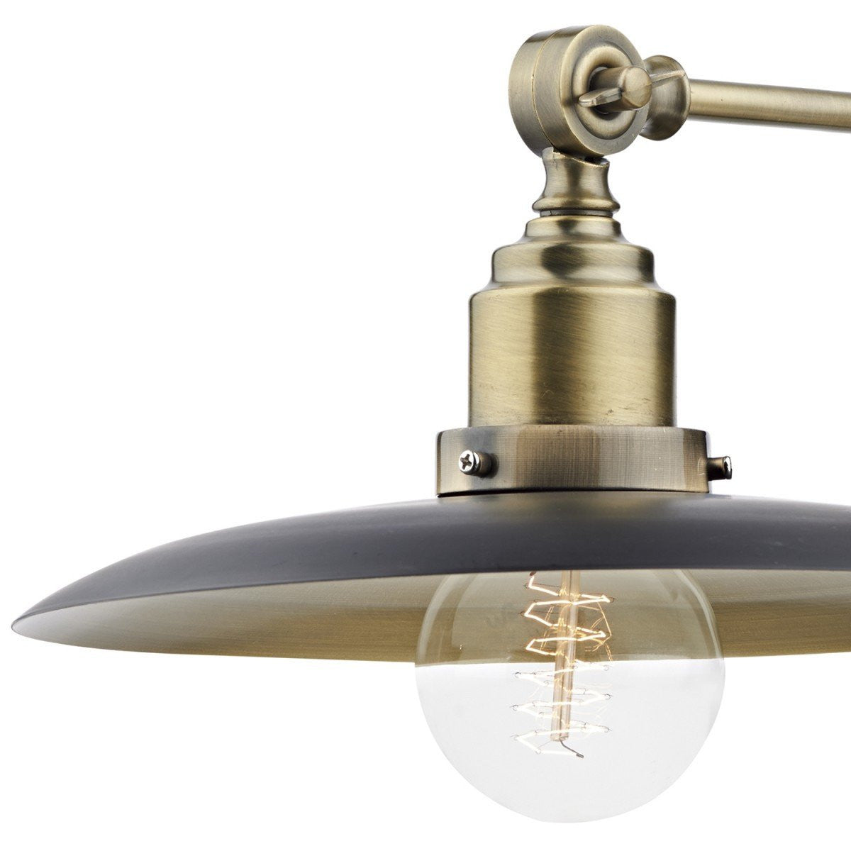 Hannover Antique Brass Black 1 Light Wall Bracket - London Lighting - 3