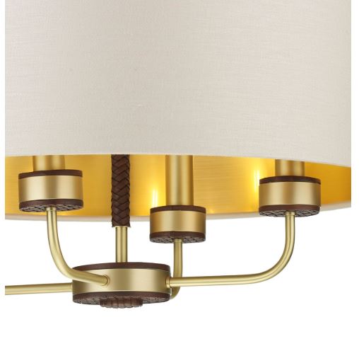 Hunter 4 Light Brass & Brown Pendant With Swan (Light Grey) & Gold Shade (Shade Colour Options Available) - ID 10271