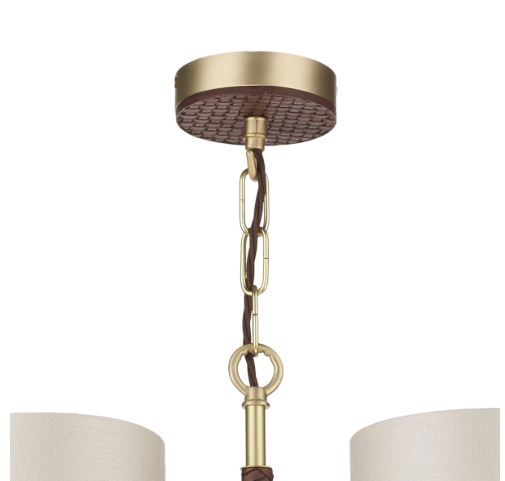 Hunter 6 Light Brass & Brown Pendant With Limestone & Gold Shade (Shade Colour Options Available) - ID 10272
