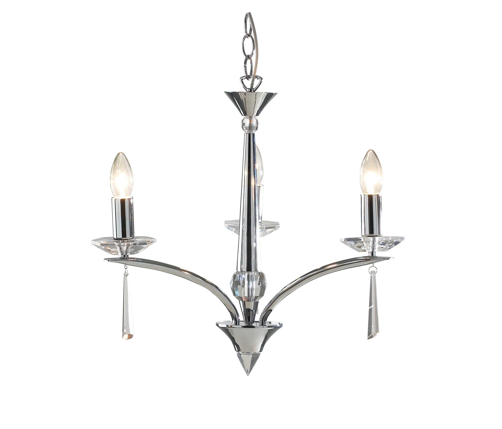 Hyperion Polished Chrome 3 Lamp Chandelier - London Lighting - 1