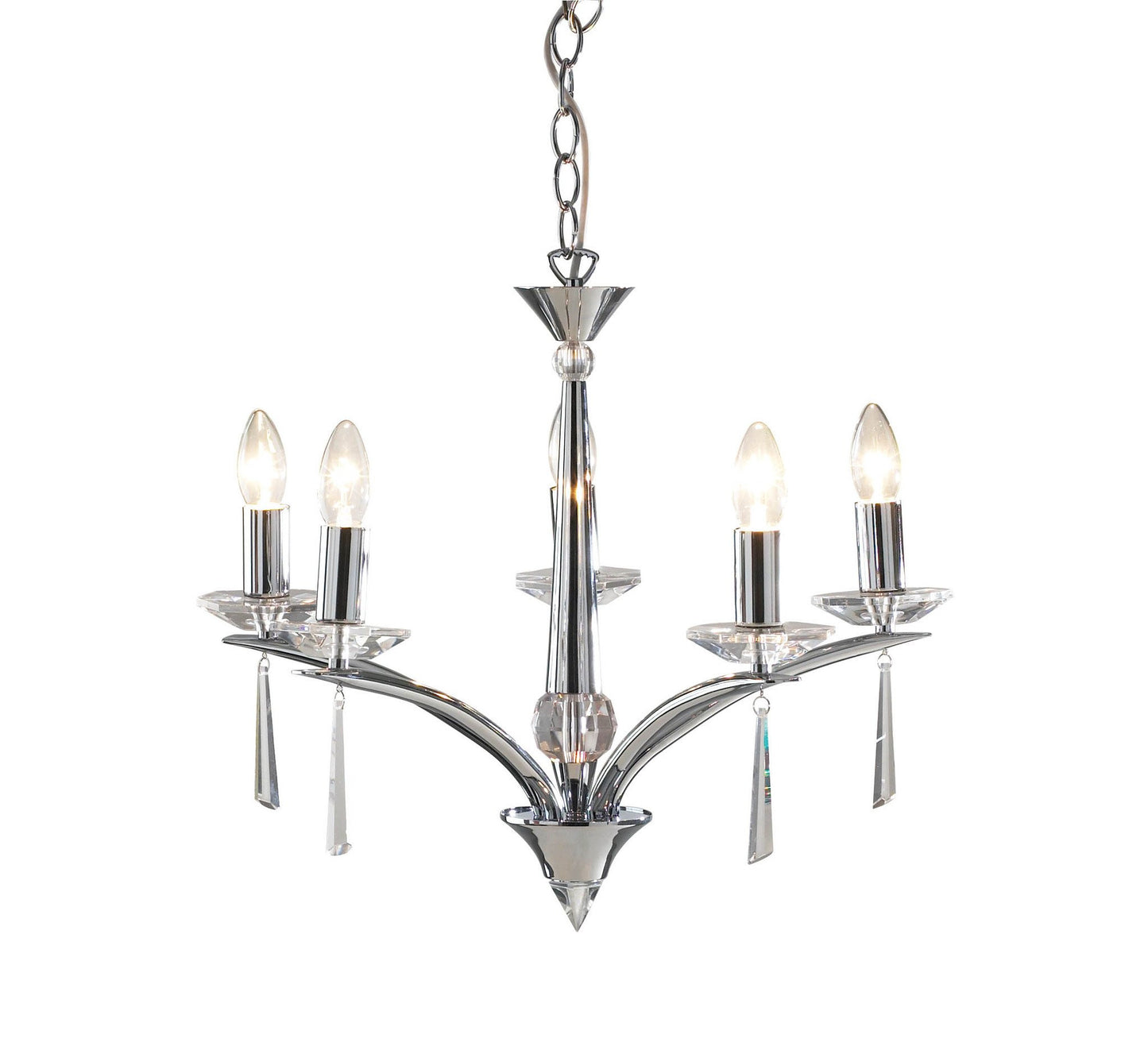 Hyperion Polished Chrome 5 Lamp Chandelier - London Lighting - 1
