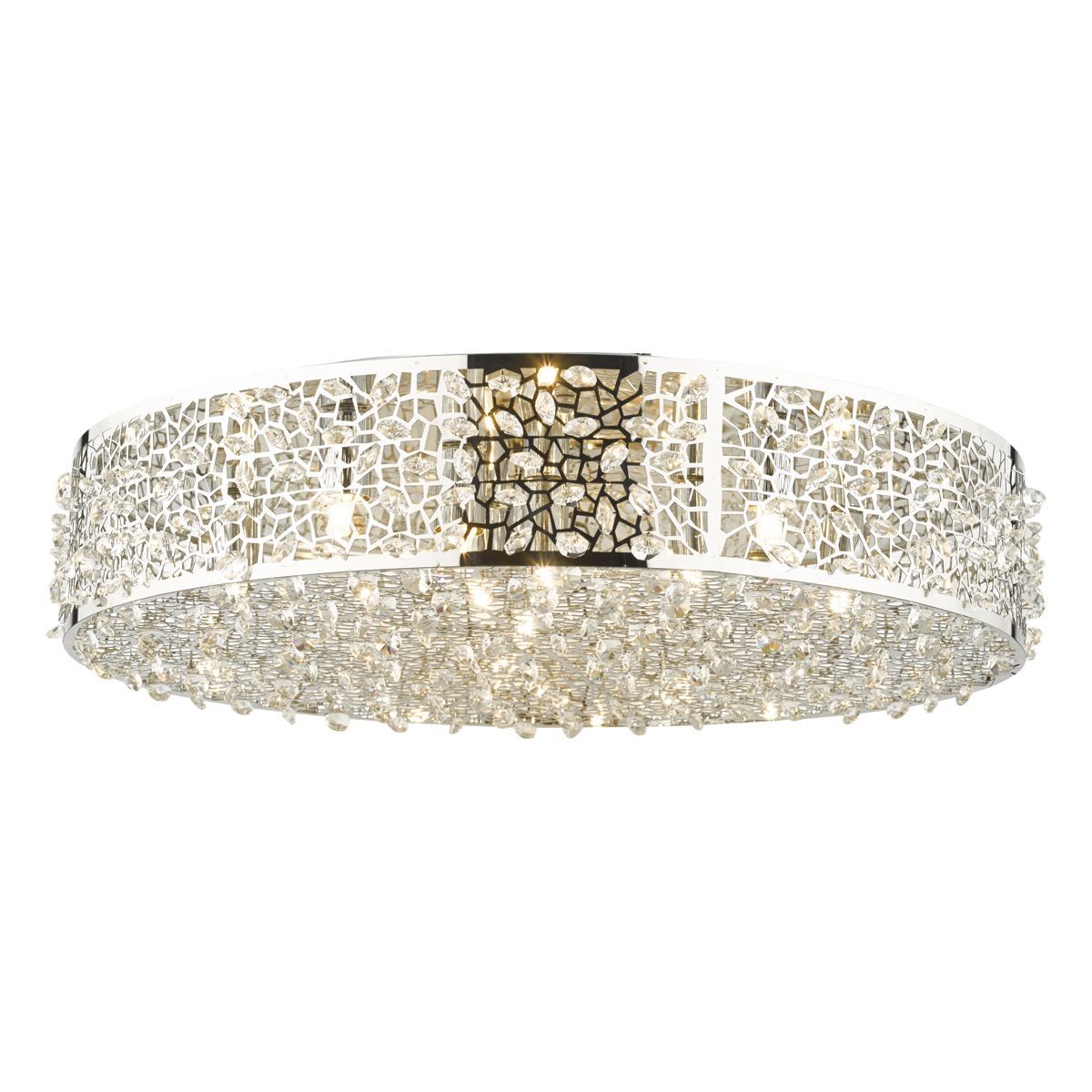 Palladium Polished Chrome and Crystal Flush Ceiling Light- ID 8062