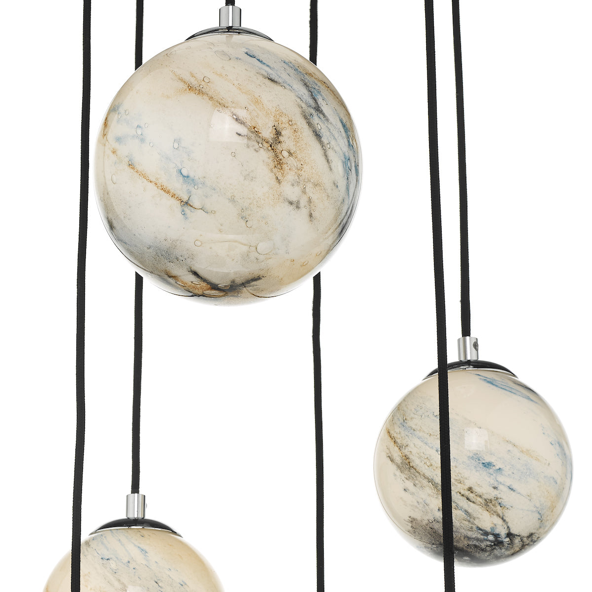 MIK 6 Light Glass & Chrome Planetary Multi Pendant - ID 12223