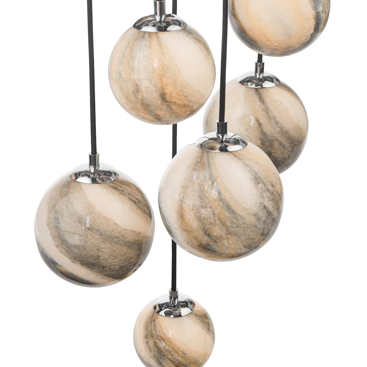 MIK Extended Drop 12 Light Glass & Chrome Planetary Multi Pendant - ID 12226