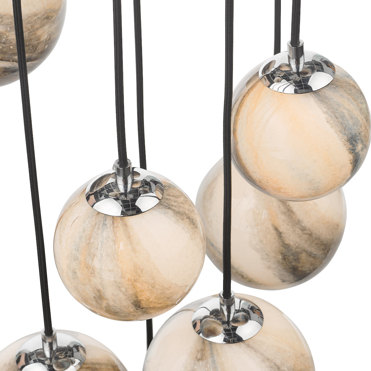 MIK Extended Drop 12 Light Glass & Chrome Planetary Multi Pendant - ID 12226
