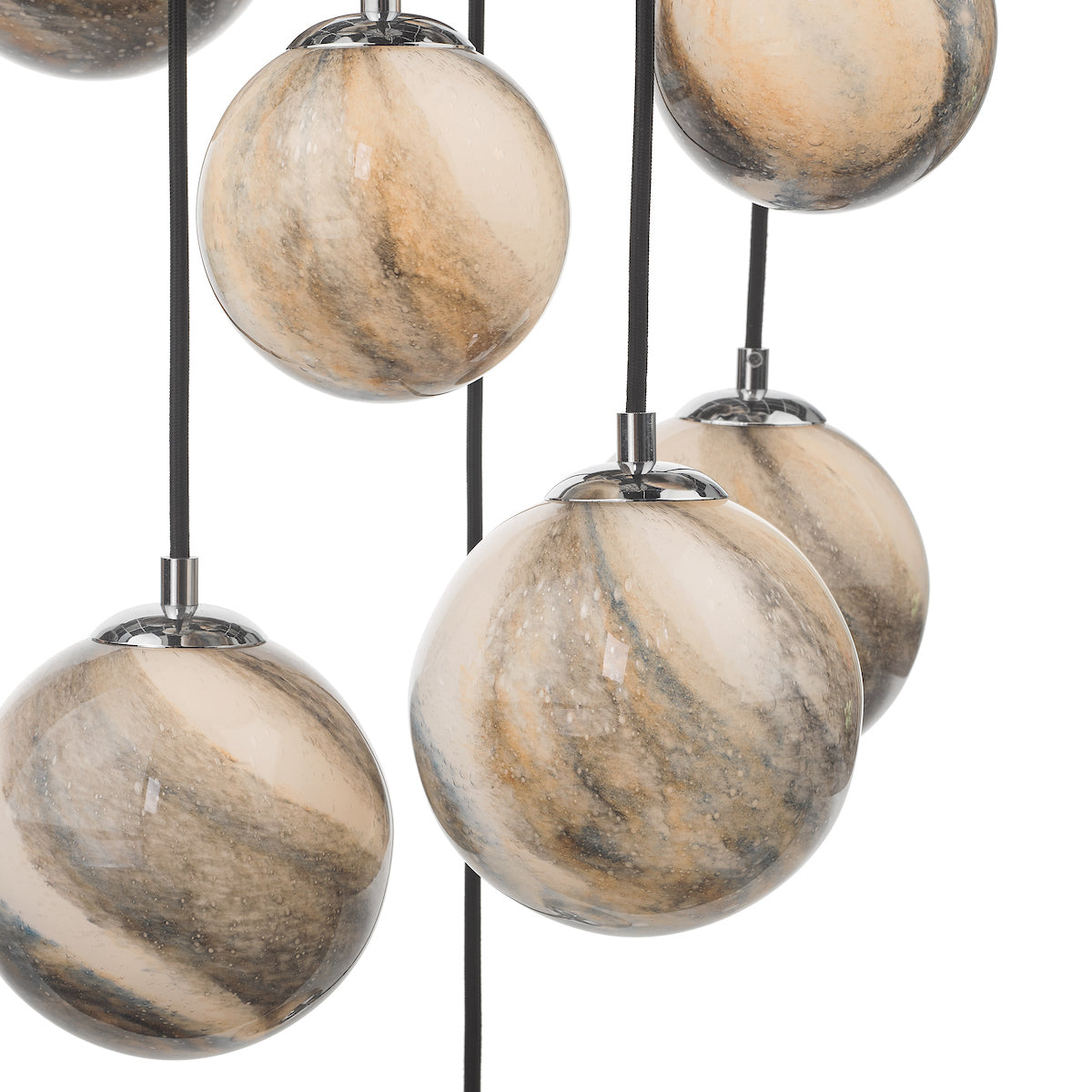 MIK 12 Light Glass & Chrome Planetary Multi Pendant - ID 12224