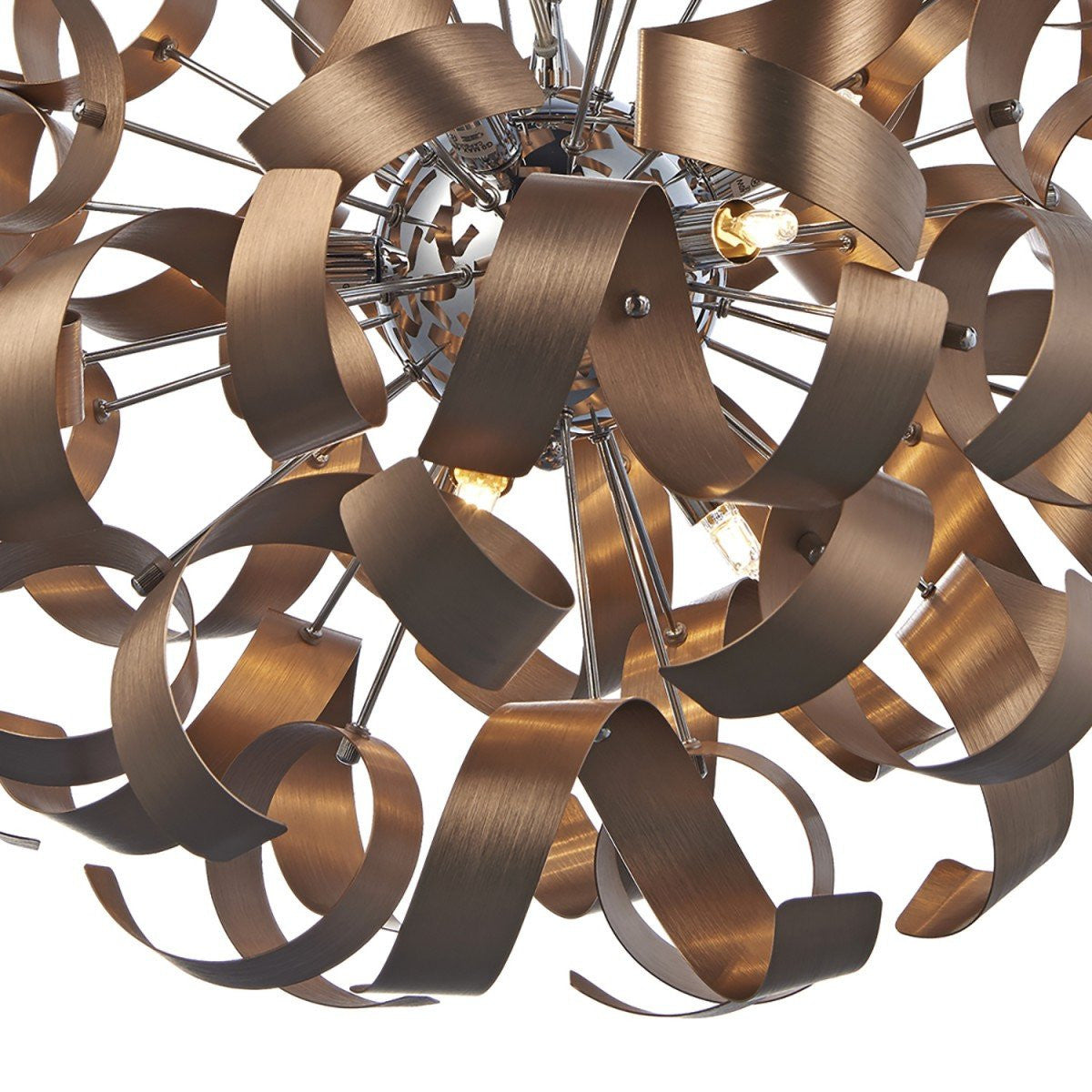 Rawley Satin Copper 9 Lights Ribbon Pendant Light - London Lighting - 3