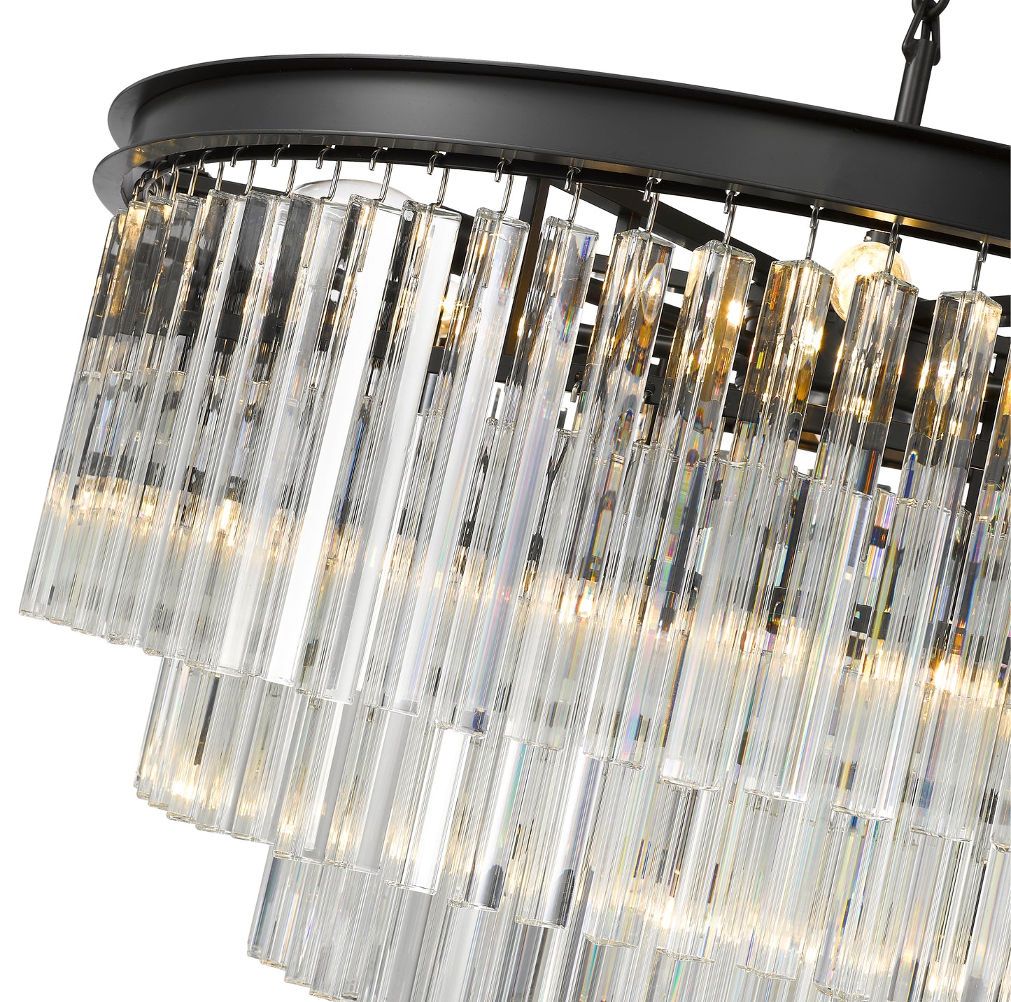 Hanmer Matt Black & Crystal Layered Chandelier - ID 9037