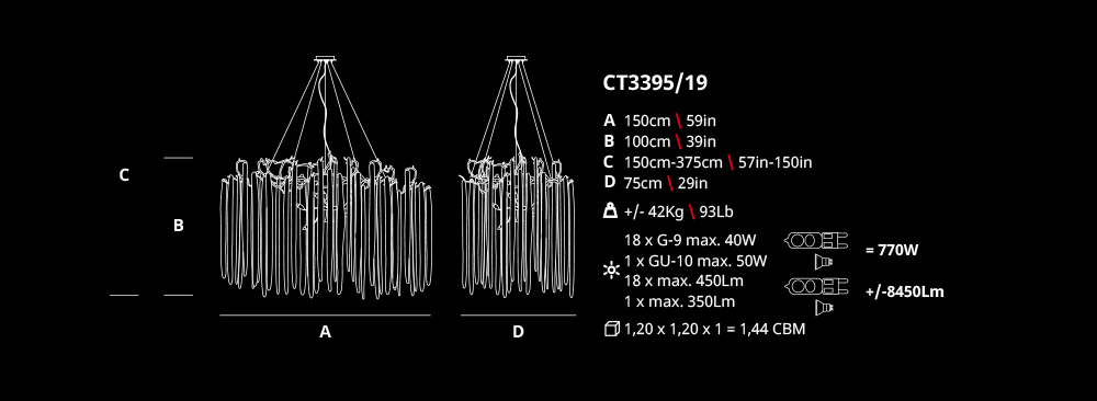 Serip Waterfall 19 Lamp Oval Bespoke Chandelier - London Lighting - 6